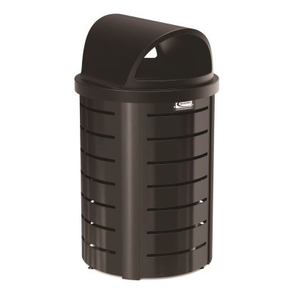 Outdoor Decorative Metal Trash Can with Roto-Molded Lid, 35.38 gal, Plastic, Black1