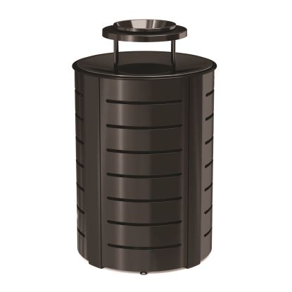 Outdoor Decorative Metal Trash Can with Metal Lid with Ash Bonnet, 35.38 gal, Metal, Black1