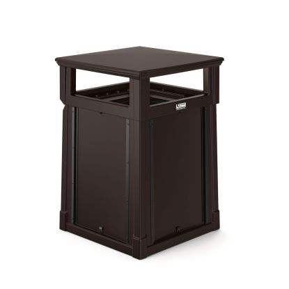 Resin Customizable Garbage Can with Covered Lid, 34.4 gal, Plastic, Java1