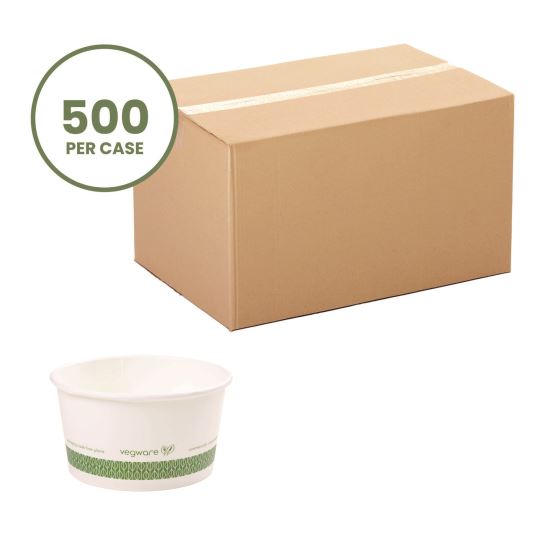 Soup Containers, 12 oz, 4.5" Diameter x 2.5" h, White/Green, Paper, 500/Carton1
