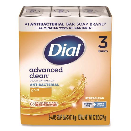 Advanced Clean Antibacterial Deodorant Bar Soap, Gold Scent, 4 oz, 3/Pack, 4 Packs/Carton1