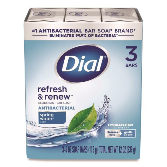 Refresh and Renew Antibacterial Deodorant Bar Soap, Spring Water Scent, 4 oz, 3 Bars/Pack, 4 Packs/Carton1