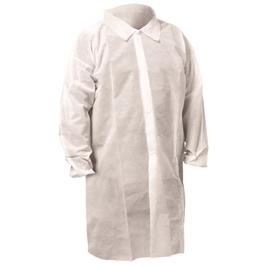 KGA10 Standard Weight Lab Coat for Non-Hazardous Particulate Protection, Large, White, 50/Carton1