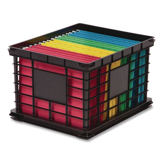 File Storage Durable Plastic Crate, 13.87 x 16.87 x 11.5, Black1