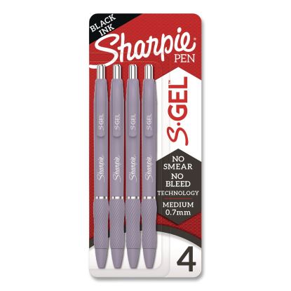S-Gel Fashion Barrel Gel Pen, Retractable, Medium 0.7 mm, Black Ink, Violet Barrel, 4/Pack1