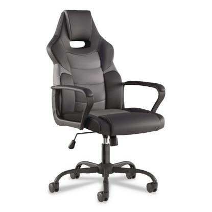 Vector Luxura Faux Leather Gaming Chair, Supports Up to 275 lbs, Black/Gray Seat, Black/Gray Back, Black Base1