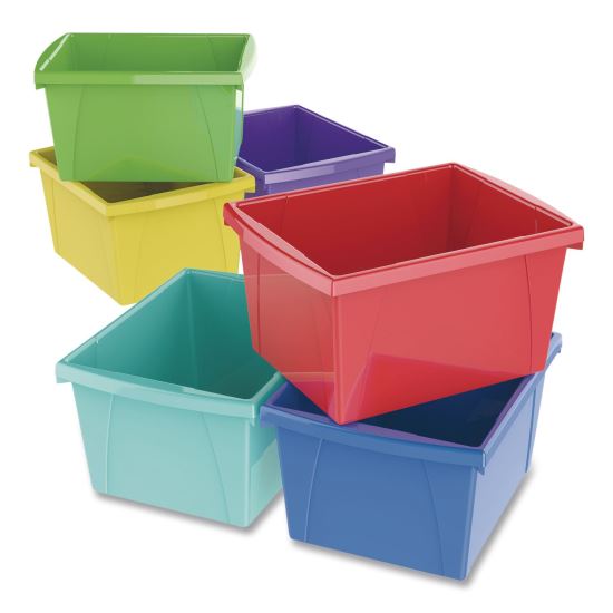 Classroom Storage Bin, 16 qt, 11.25 x 13.62 x 7.9, Assorted Colors, 6/Carton1