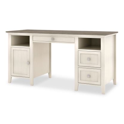 Abington Two-Pedestal Wood Computer Desk, 60" x 23.63" x 30.25", Dusty Aged Oak/Antique White1