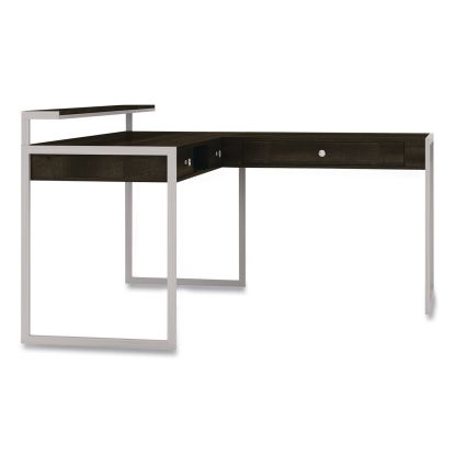 Asherton L-Shaped Corner Desk, 60" x 60" x 35.88" (Left) and 30" (Right), Fawn Aged Oak/Titanium1