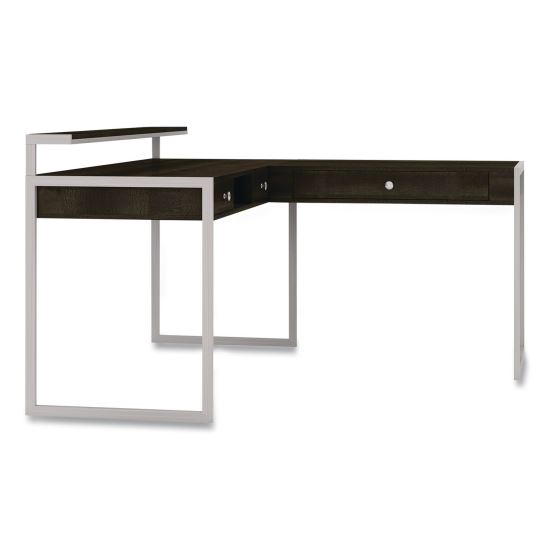 Asherton L-Shaped Corner Desk, 60" x 60" x 35.88" (Left) and 30" (Right), Fawn Aged Oak/Titanium1