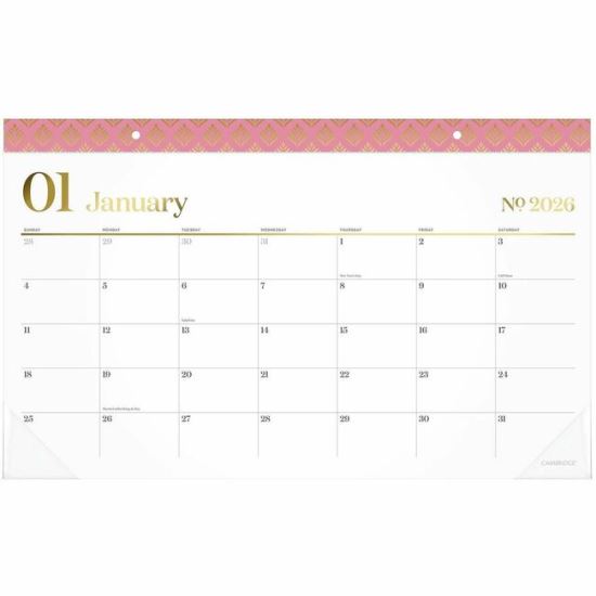 Cambridge WorkStyle 2026 Monthly Desk Pad Calendar, Green, Compact, 17 3/4" x 11" 1