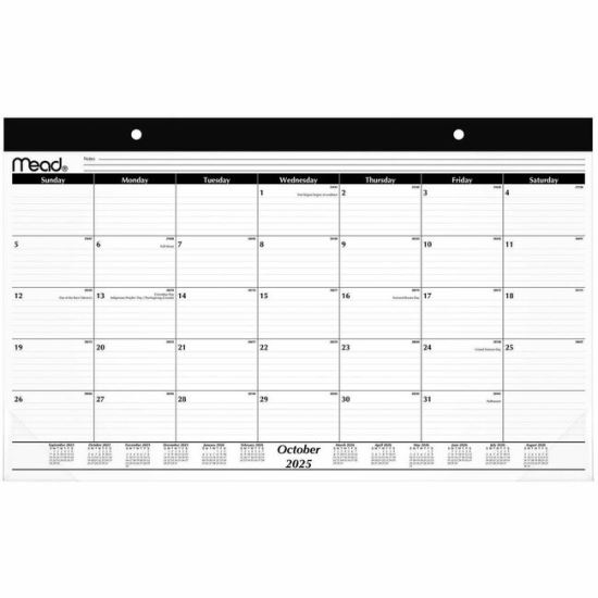 Cambridge Basic 2025-2026 Monthly Desk Pad Calendar, Compact, 17 3/4" x 11" 1