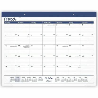 Cambridge Basic 2025-2026 Monthly Desk Pad Calendar, Standard, 21 3/4" x 17" 1
