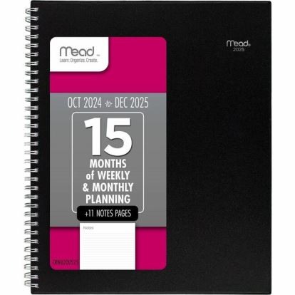 Mead Basic Weekly Monthly Planner, Black, Large, 8 1/2" x 11" 1