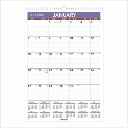At-A-Glance Write-on/Wipe-off Laminated Monthly Wall Calendar 1