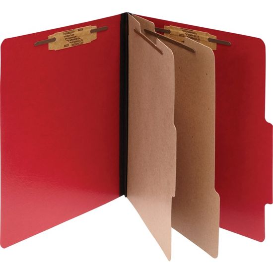 ACCO&reg; ColorLife&reg; PRESSTEX&reg; 6-Part Classification Folders, Letter, Red, Box of 10 1