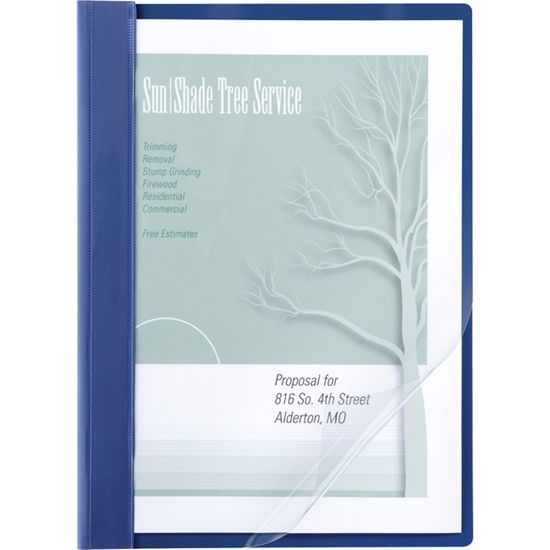 ACCO&reg; Poly Clear Front Report Covers, Letter Size, 100 Sheets, Blue 1