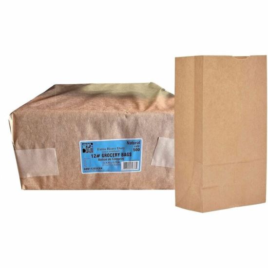 AJM #12 Extra Heavy-Duty Kraft Paper Grocery Bags 1