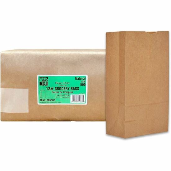 AJM #12 Squat Heavy-Duty Kraft Paper Grocery Bags 1