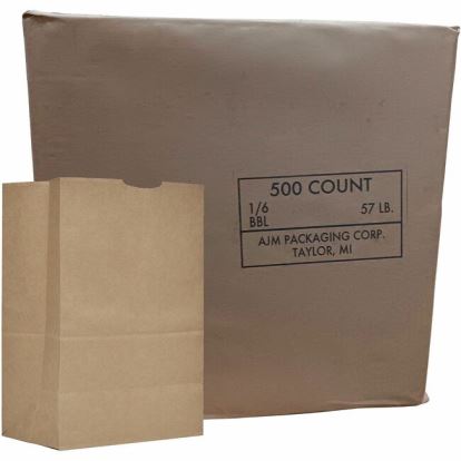 AJM 1/6 BBL #57 Kraft Paper Grocery Sacks 1