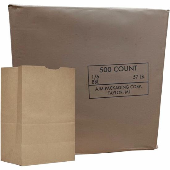 AJM 1/6 BBL #57 Kraft Paper Grocery Sacks 1