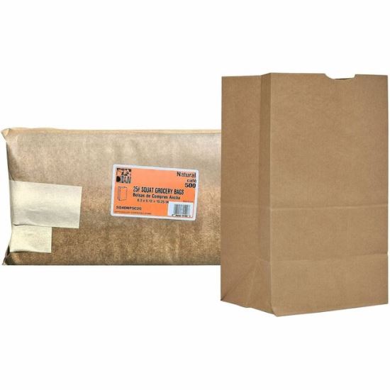 AJM #25 Squat Kraft Paper Grocery Bags 1