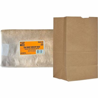 AJM #20 Squat Kraft Paper Grocery Bags 1