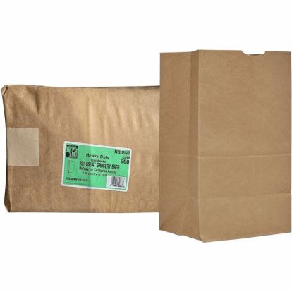 AJM #20 Squat Heavy-Duty Kraft Paper Grocery Bags 1