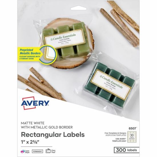Avery Matte White Labels With Gold Borders 1