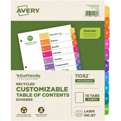 Avery EcoFriendly Recycled Dividers, 10 Tabs (3 Sets of 11082) 1