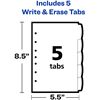 Avery&reg; Insertable Style Edge Plastic Mini Dividers for 3 Ring Binders, 5.5" x 8.5" , 5-Tab Set, Multicolor, 1 Set (11118) 5