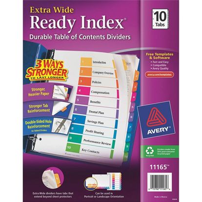 Avery&reg; Ready Index Extra-Wide Binder Dividers - Customizable Table of Contents 1