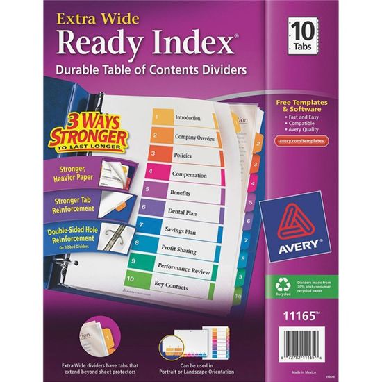 Avery&reg; Ready Index Extra-Wide Binder Dividers - Customizable Table of Contents 1