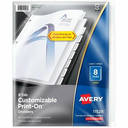 Avery&reg; Customizable Print-On(TM) Dividers, 8-Tab Set (11528) 1
