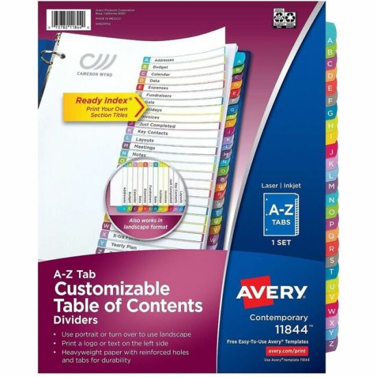 Avery A-Z Dividers, 26 Tabs, Ready Index, Arched Tabs (11844) 1