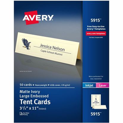 Avery&reg; Tent Cards, 3.5" x 11" , Embossed Border, 50 Cards (5915) 1