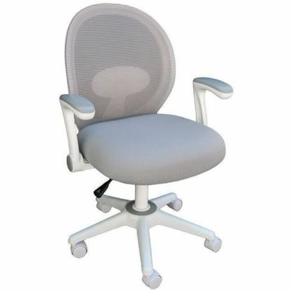 Boss Grey Mesh, Flip Arm, Task Chair, White Frame 1