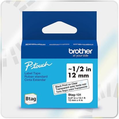 Brother P-touch BTAG-131 Black on Clear Label Tape 1