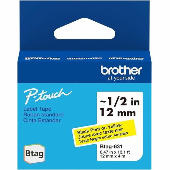 Brother P-touch BTAG-631 Black on Yellow Label Tape 1