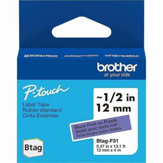 Brother P-touch BTAG-F31 Black on Purple Label Tape 1