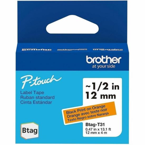 Brother P-touch BTAG-T31 Black on Orange Label Tape 1