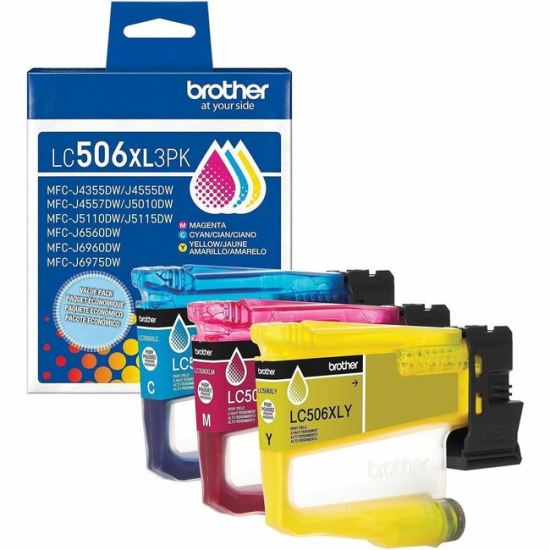 Brother LC506XL3PK Original High Yield Inkjet Ink Cartridge - Magenta, Yellow, Cyan - 3 / Pack 1