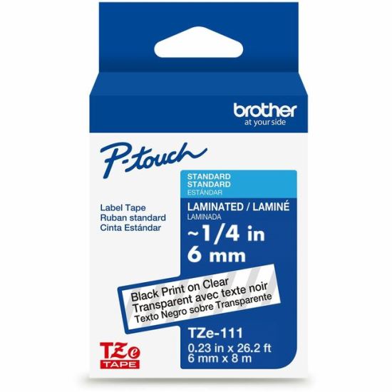 Brother Genuine P-touch TZe111 BK on CLR Label Tape, Laminated, 6mmX8m 1