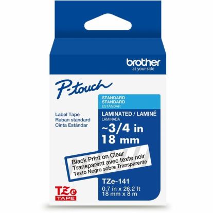 Brother Genuine P-touch TZe141 BK on CLR Label Tape, Laminated, 18mmX8m 1
