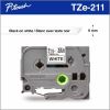 Brother Genuine P-touch TZe211 BK on WHT Label Tape, Laminated, 6mmX8m 13