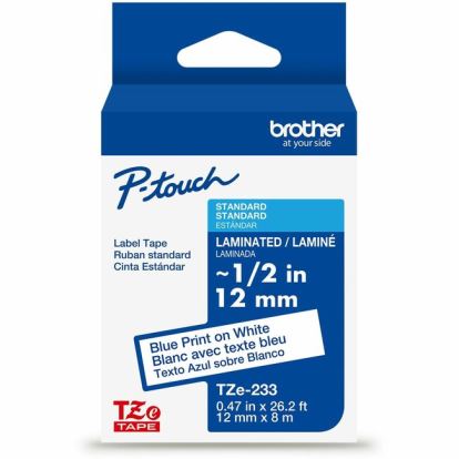 Brother Genuine P-touch TZe233 Blue on WHT Label Tape, Laminated, 12mmX8m 1
