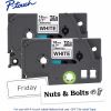 Brother Genuine P-touch TZe2412PK BK on WHT Label Tapes, Laminated, 18mmX8m each 2