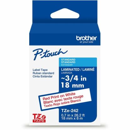 Brother Genuine P-touch TZe242 RD on WHT Label Tape, Laminated, 18mmX8m 1