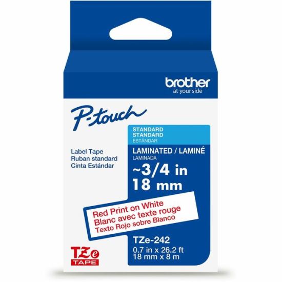 Brother Genuine P-touch TZe242 RD on WHT Label Tape, Laminated, 18mmX8m 1
