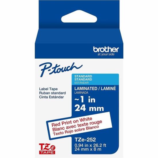 Brother Genuine P-touch TZe252 RD on WHT Label Tape, Laminated, 24mmX8m 1